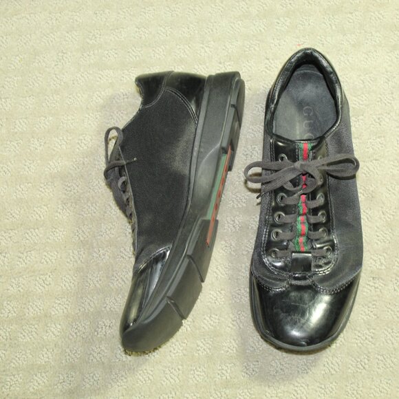Gucci Men's 9B Solid Black Trainer Sneakers - Picture 1 of 6